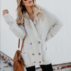 Vici fuzzy pocketed cardigan